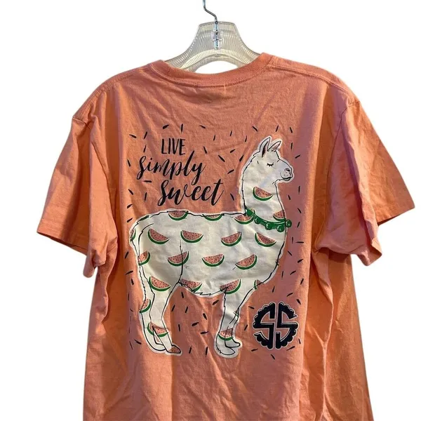 Simply Southern Women's‎ M Pink Short Sleeve T-Shirt Casual Spring Llama - Image 9