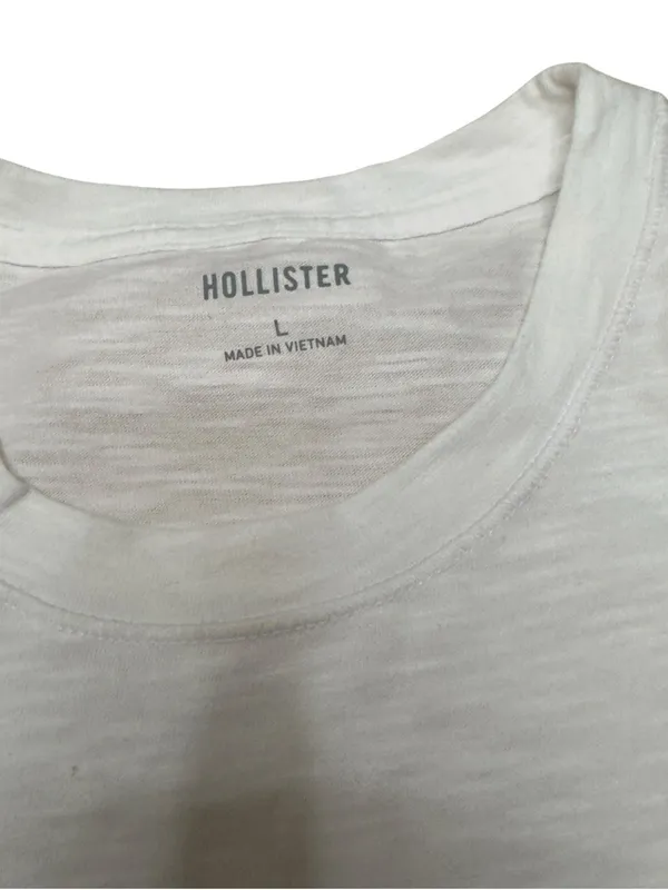 Hollister White Slub Knit T Shirt Womens Large Crew Neck Short Sleeve Basic Tee - Image 6