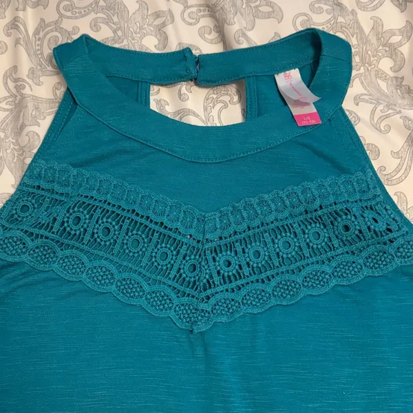 No Boundaries Turquoise w/ Accent Halter Tank Top - Image 2