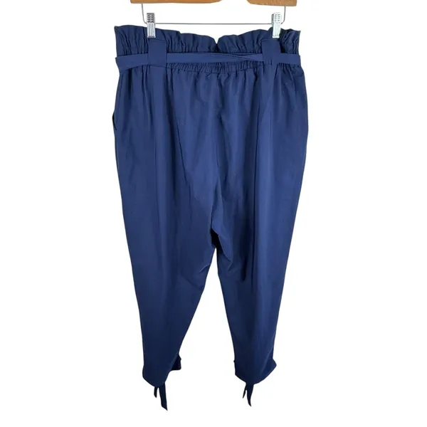 Grace Karin NWT Navy‎ Blue High Rise Paperbag Skinny Cropped Belted Pants Sz 2XL - Image 3