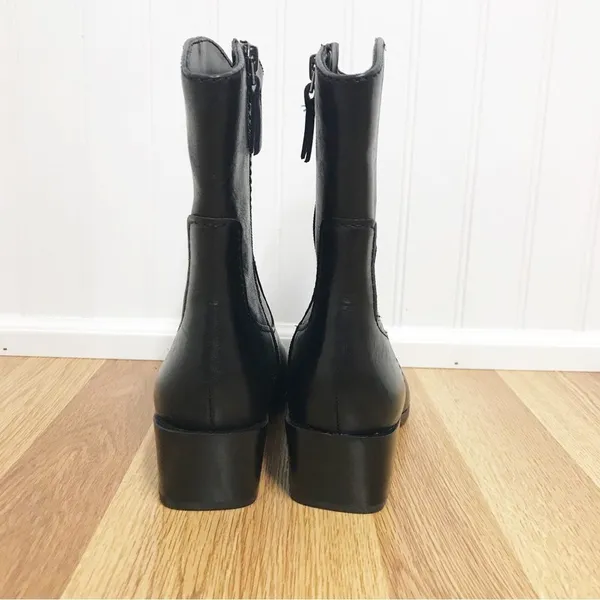 NATURALIZER Gaby Black Leather Western Midi Boot Bootie Block Heel Size 5‎ New - Image 5