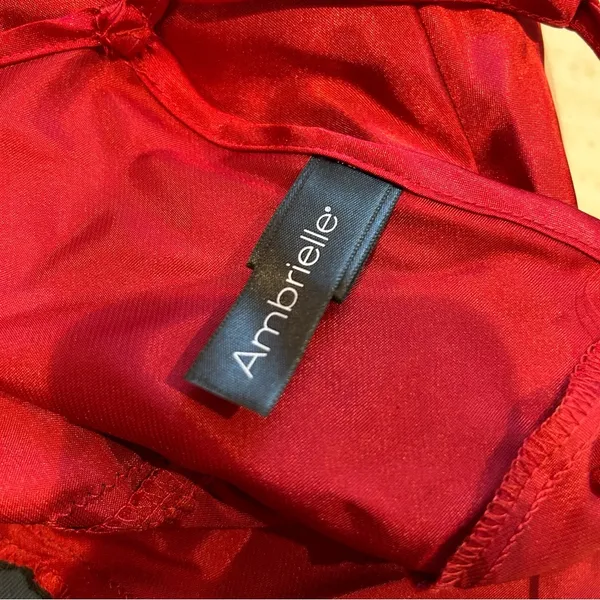 Red Lace Trim Slip Dress Size L - Image 5