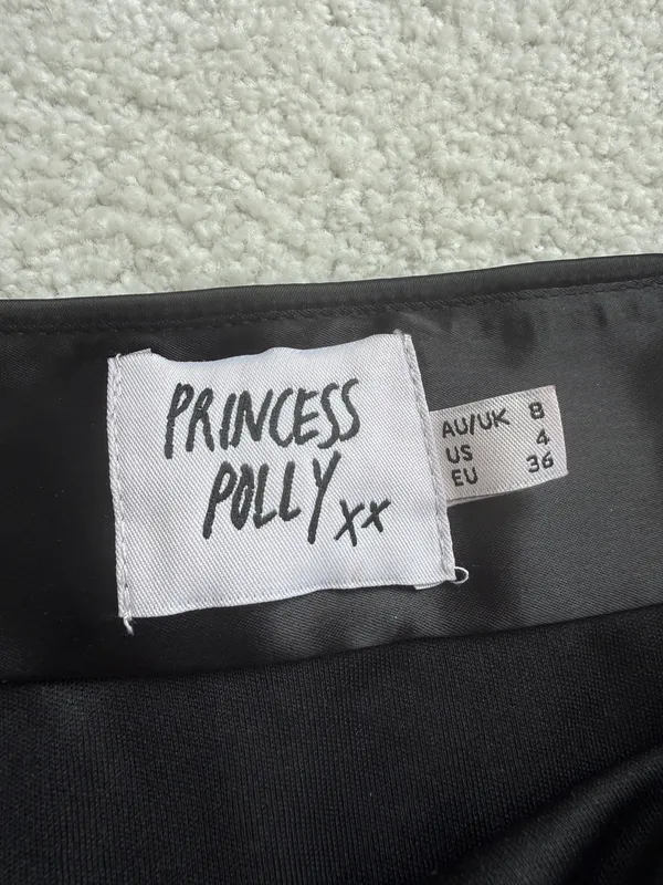Princess Polly Black Satin Mini Skirt with Lace Trim - Image 2