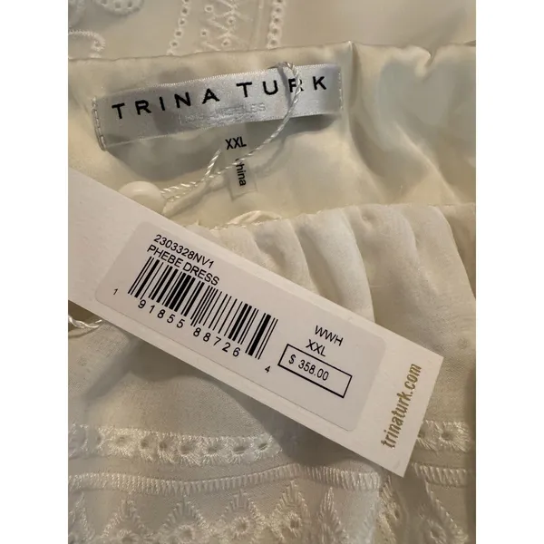 TRINA TURK NWT Phebe One-Shoulder Tier Ruffle White Eyelet Mini Dress Classy XXL - Image 4