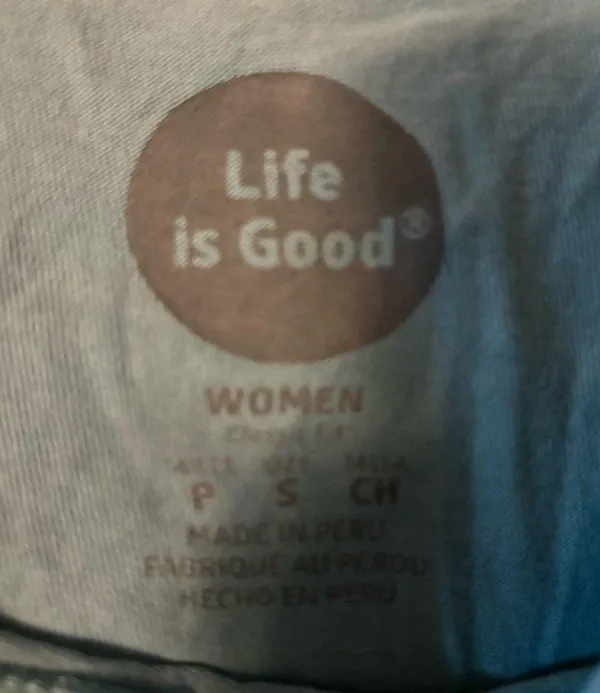 Life is Good T shirt Blue with Pink Trees - Image 3