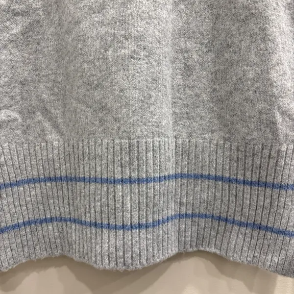 Free People‎ All Star Stripe Poncho Vest Gray Blue V-Neck Side Tie Tassels OS - Image 12