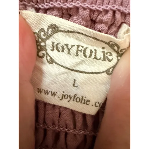 Joyfolie Boho Odette Dress Mauve High Low Maxi Smocked Ruffle Off Shoulder L - Image 4