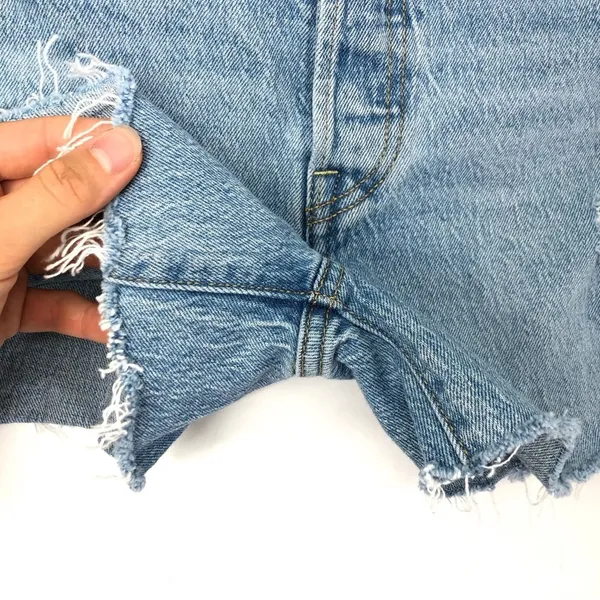 LEVI'S Ribcage Straight Ankle Denim Cutoff Shorts Light Wash 24 - Image 3