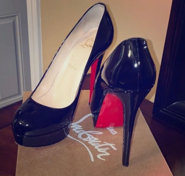 Christian Louboutin Black Bianca 140 Red Bottoms Size 8.5 - Image 3