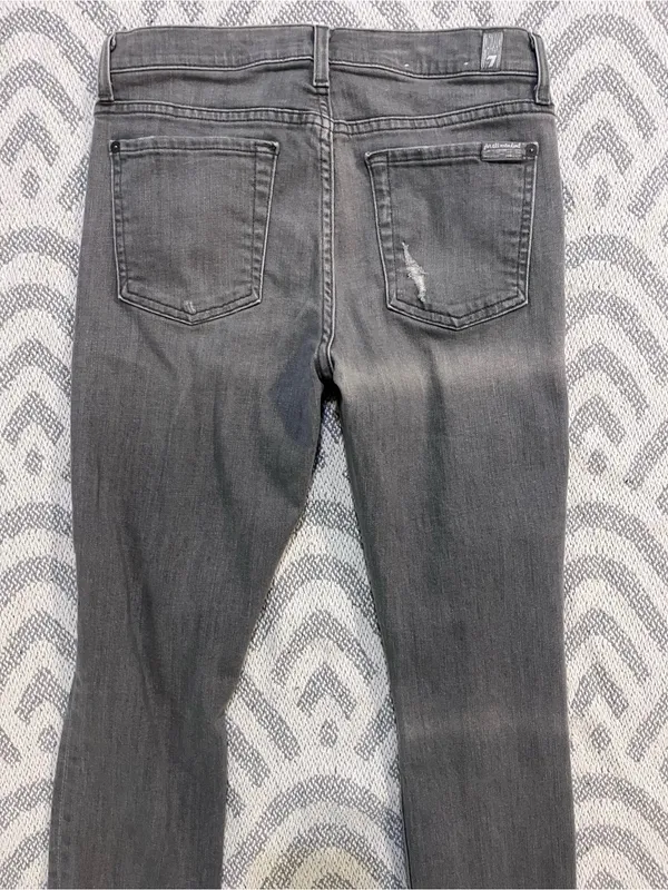 7 FOR ALL MANKIND Women’s Ankle Skinny Gray Distressed Denim Jeans 28 7FAMK - Image 5