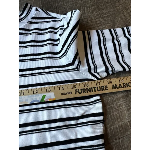 Maeve‎ Anthropologie Medium Womens Top Stretch Black White Short Sleeve Striped - Image 6