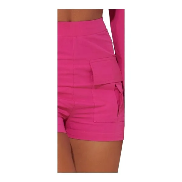 PrettyLittleThing Cargo Shorts Womens 8 Hot Pink High Waist‎ Utility Summer Mini - Image 3