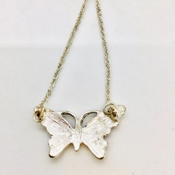 Marcasite Butterfly Dainty Chain Silver Necklace - Image 7