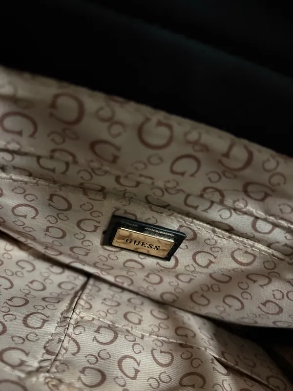 Guess Black Logo-Print Tote with Gold Hardware - Image 4