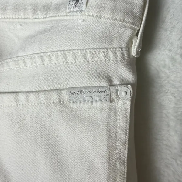 7 For All Mankind White Straight Leg Jeans Women’s Size 32 Stretch Denim - Image 6