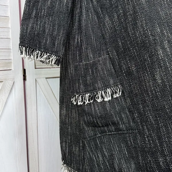 Nanette Lepore Tweed Fringe Hem Pocket Shift Dress Black‎ 6 Boho Lagenlook - Image 8