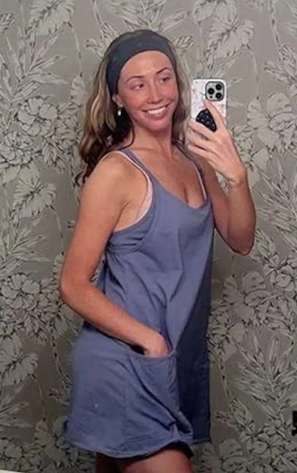 FREE PEOPLE Movement Hot Shot Mini Dress in Blue Indigo Size Large - Image 2