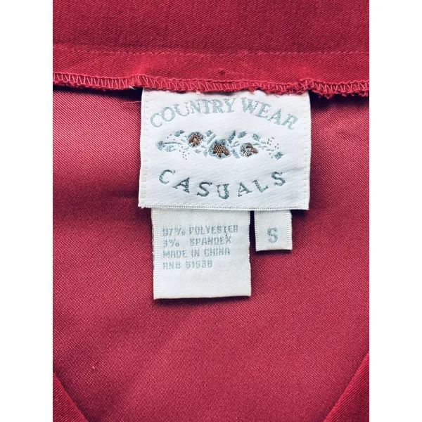Vintage Country Wear Casuals 2 Piece Suit Dress Red Cottagecore Womens Small - Image 9