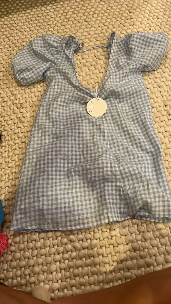 Blue And White Staud Backless Mini Dress - Image 2