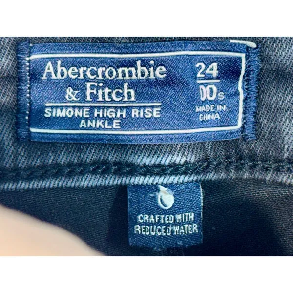 Abercrombie & Fitch Simone High Rise Ankle Black Distressed Skinny Jeans Size 24 - Image 3
