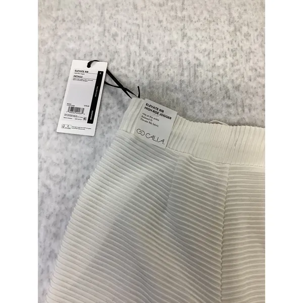 CALIA Elevate Rib High-Rise Jogger XS Cloud Cover White‎ Textured WAX82 NEW - Image 6