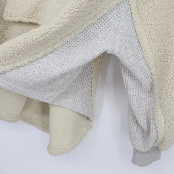 Blueb. Sherpa Jacket Womens Medium Ivory Half Zip Raglan Long Sleeve Mock Neck - Image 3