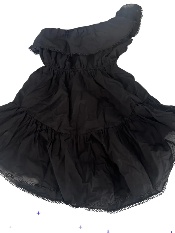Free People Lovers Lane Mini Dress Black size M Shoulder Black Ruffle Summer - Image 3