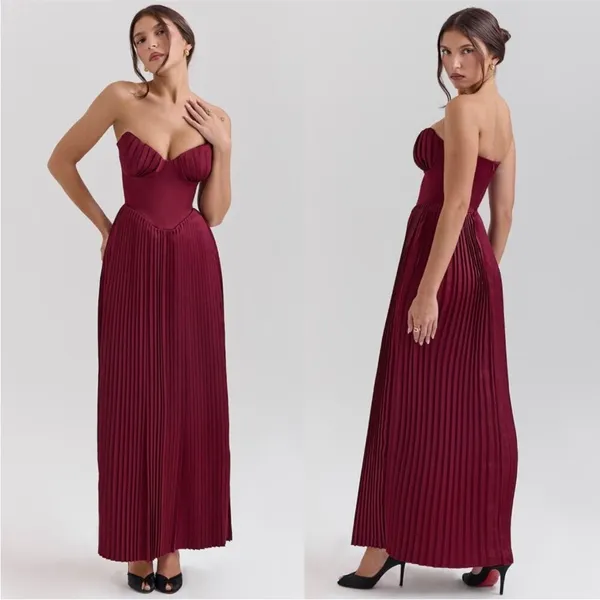 House of CB‎ XL A-C 'Marcella' Berry pleated georgette maxi dress NWOT - Image 14