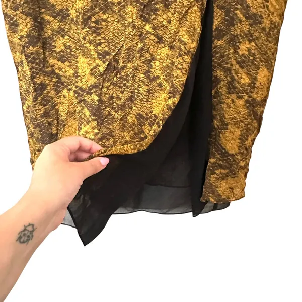 SAYLOR Snake Print Midi Skirt Yellow‎ Medium - Image 4