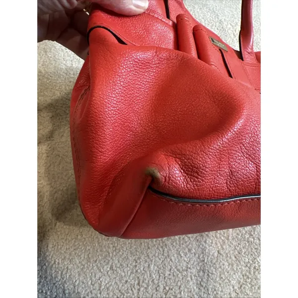 Kate Spade Elena‎ Villabella Orange Red Shoulder Bag Leather Handbag Bow Satchel - Image 12