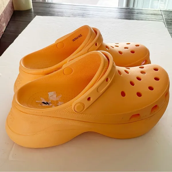 Crocs‎ Womens Size 10 Orange Cantaloupe Classic Bae Platform Rubber Clog - Image 3