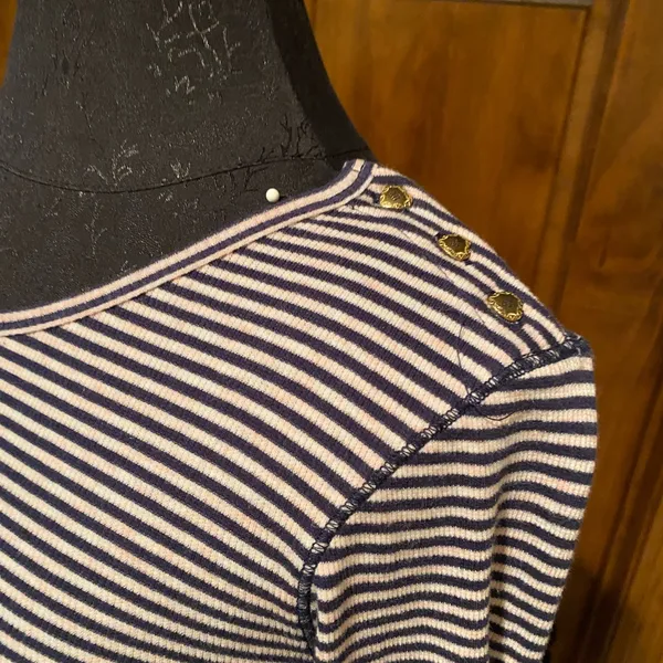 Scotch and Soda Striped Long Sleeve Tee with buttons on shoulder 💜 - Image 2