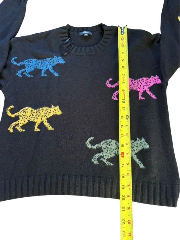 Rails Perci Jagged Tiger Sweater Cotton Cashmere Womens Size XS Black - Image 7