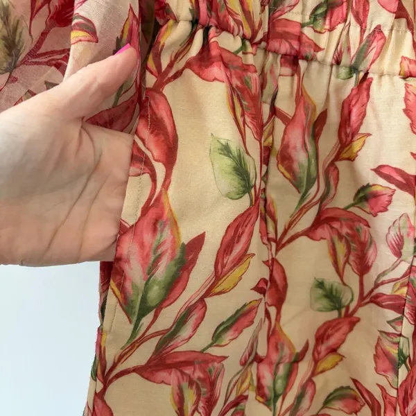 Lovers + Friends Bosworth Emory Tropical Print Tank Tan Red Floral Romper S NWOT - Image 6