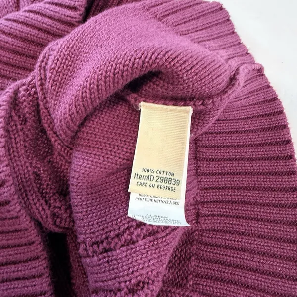 LL Bean Purple Double L Mixed Cable Cotton Crew Neck Pullover Sweater Size SMALL - Image 10