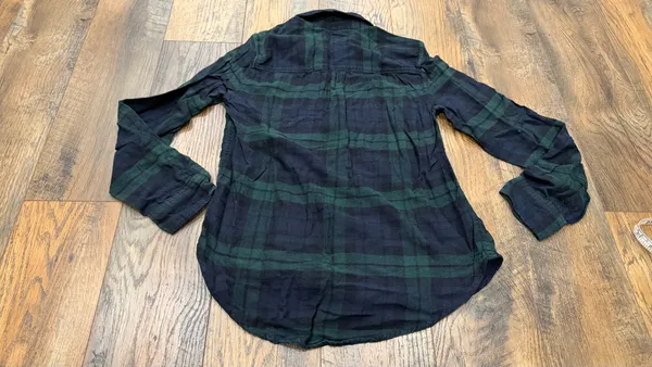 Abercrombie & Fitch Shirt Women’s Size Small Plaid Flannel Long Sleeve, Green - Image 6
