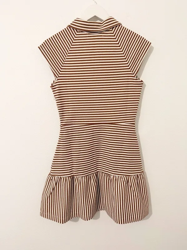 NWT AMANDA UPRICHARD POLLYANNE DRESS BROWN CREAM Mini Striped Size Small S - Image 6