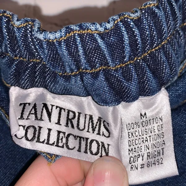 Vintage Embroidered‎ Patchwork Jeans Med Boho Pull On Denim Festival Hippie Y2K - Image 4