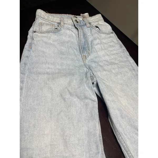 Vintage Light Wash Distressed Wide Leg Jeans Retro‎ Y2K Denim Pants T-11 - Image 2