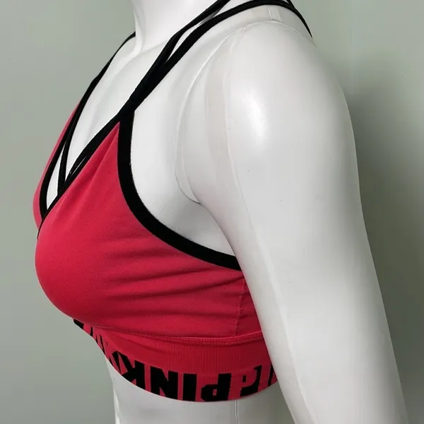 PINK VS Cool & Comfy Strappy Bralette Medium Neon Candy Coral - Image 5