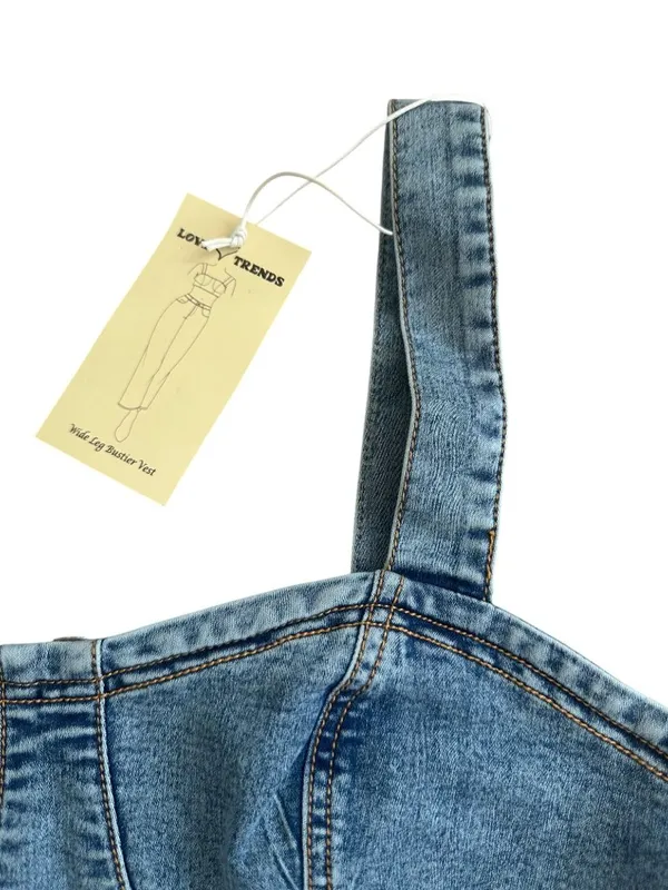 LOVE TRENDS Denim Crop Tank Top Size Medium NEW NWT - Image 5
