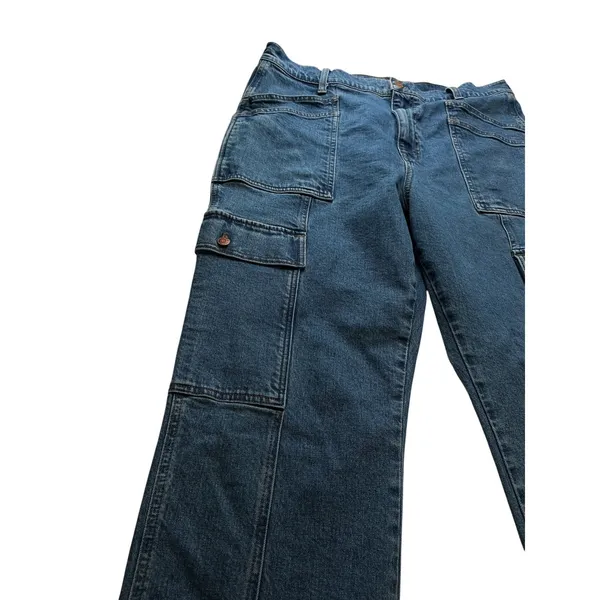 Madewell 90s Straight Cargo Jeans Womens 31 Blue Medium Wash Utility Denim Pants - Image 10