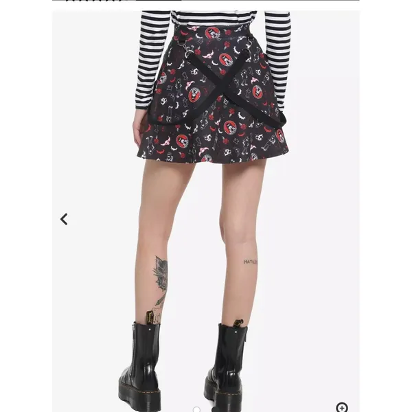 Emily The Strange NWT‎ Black O-Ring Suspender Zipper Skirt Large Goth - Image 2