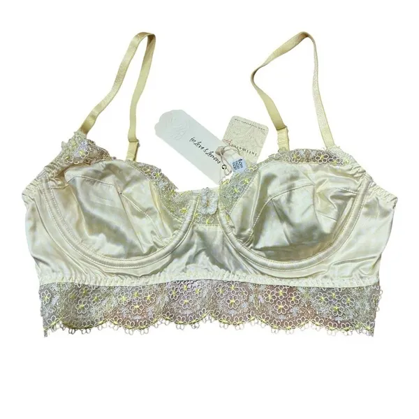 Free‎ People x For Love & Lemons Yellow Gingham Longline Bra Medium NWT - Image 3