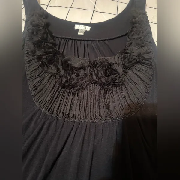 XL TANK TOP. Black on black floral design. - Image 3
