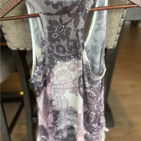 FANG Women's Floral Paisley Tank Top - Purple and White - Image 3