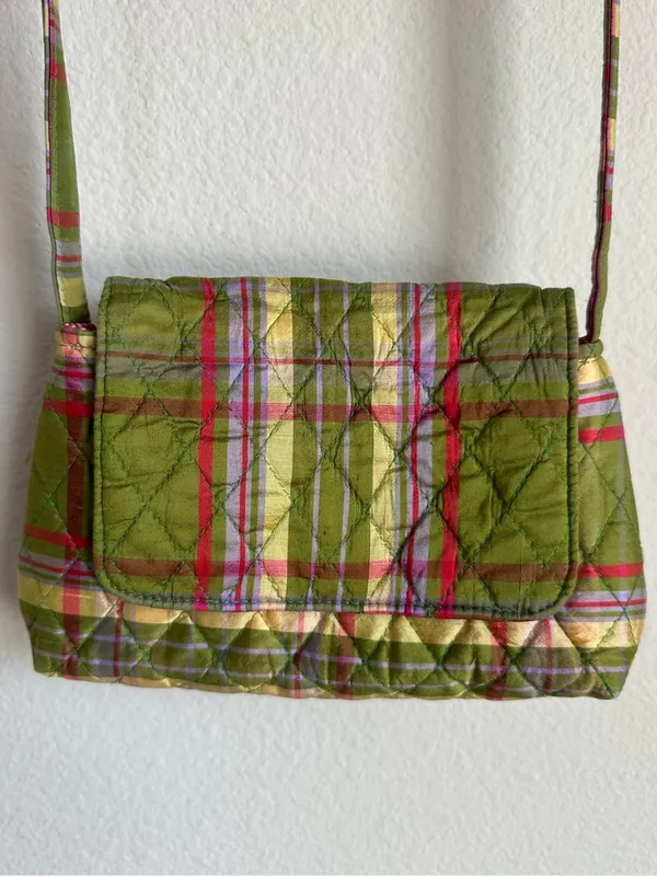 Vintage Vera Bradley Quilted Silk Plaid Purse - Image 4
