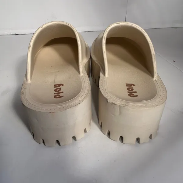Play Platform Clogs Sandals Cream White Chunky Lug Sole Mule Shoes Size 8 EUR 39 - Image 5