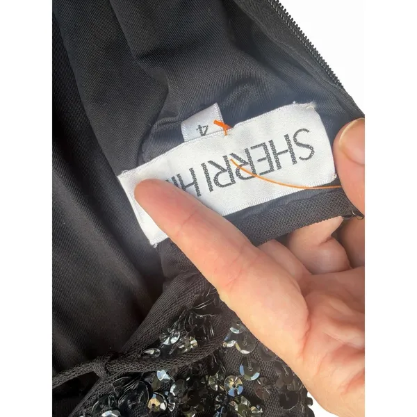 $498 Sherri Hill Black Sequin Mermaid Formal Gown Dress 4 Sweetheart Prom Hoco - Image 8