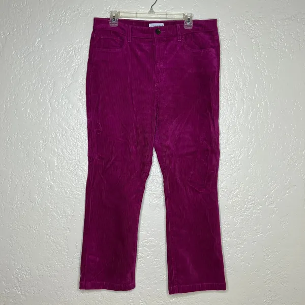 LOFT Women's Straight Corduroy Pants Berry Pink Size 32 Ankle Length‎ Zip Fly - Image 2